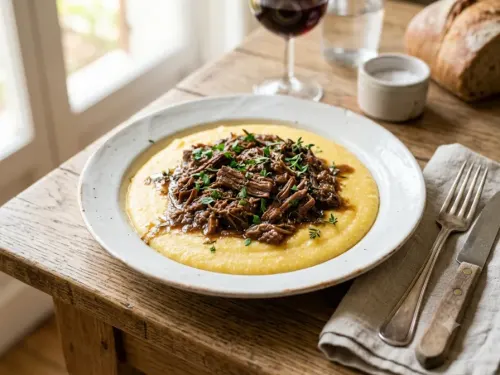 Polenta con ternera braseada