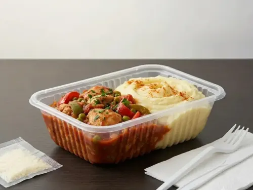 Pollo a la portuguesa con puré de papa