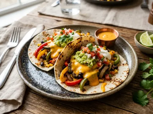 Fajitas vegetarianas con cheddar
