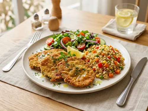 Mila de zapallito con arroz y vegetales