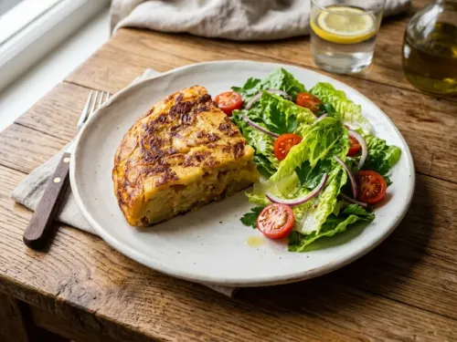 Tortilla de papa con ensalada mixta