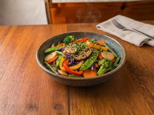 Wok de arroz y vegetales